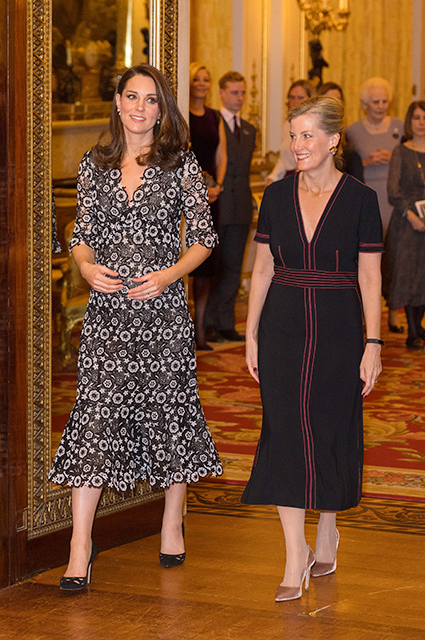 Беременная Кейт Миддлтон блистала в обтягивающем платье на приеме во дворце. Фото