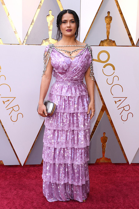 Сальма Хайек в сиреневом платье Gucci сразила красотой на премии Оскар 2018. Фото