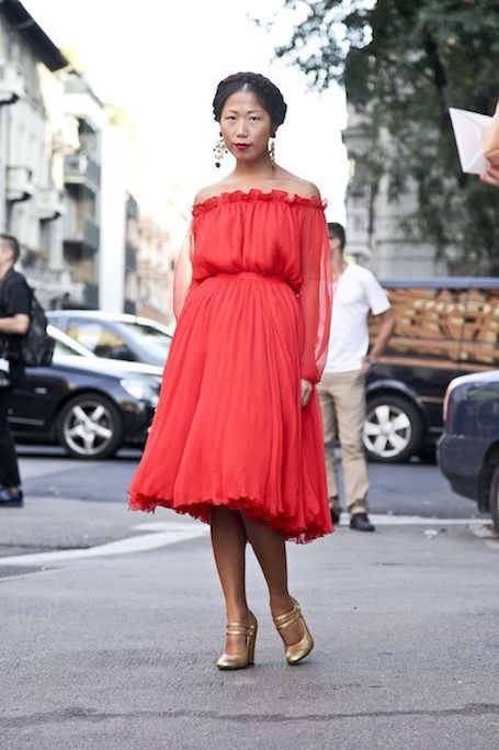 Звездный стиль: красное платье танцовщицы фламенко. Фото