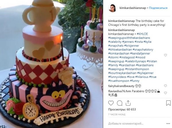 Ким Кардашьян подарила годовалой дочери вечеринку в стиле «Алиса в стране чудес»